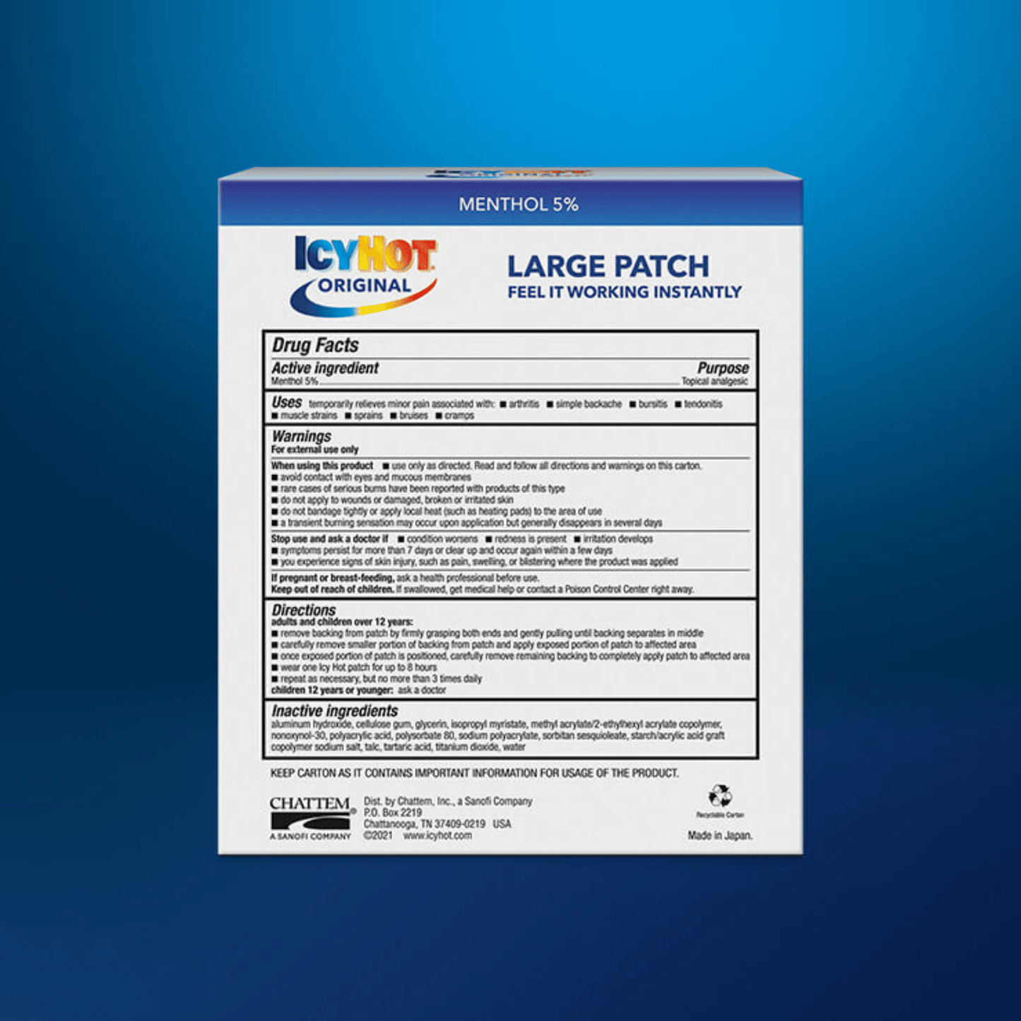 Icy Hot Medicated Patch Extra Strength Pain Relief, 5-Count