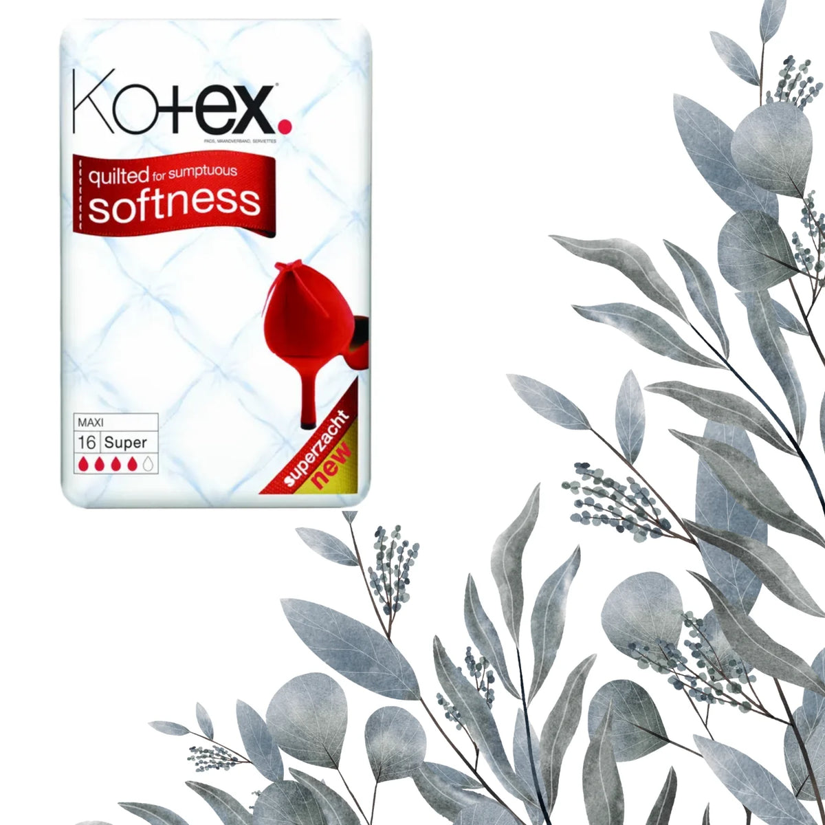 Kortex Skin Kotex Maxi Super Pads 16 pcs for Comfortable, Reliable Protection ...