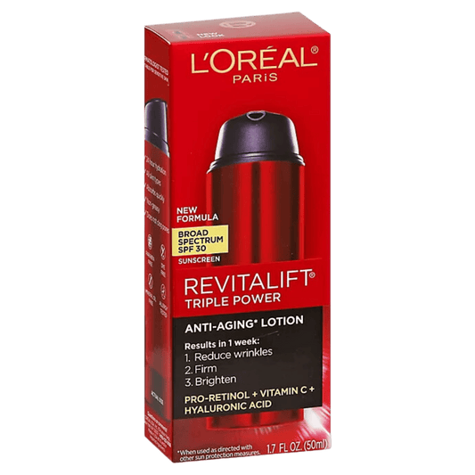 L'Oréal Revitalift Anti-Aging Lotion With Pro-Retinol + Vitamin C + Hyaluronic Acid & SPF 30 (50ml)