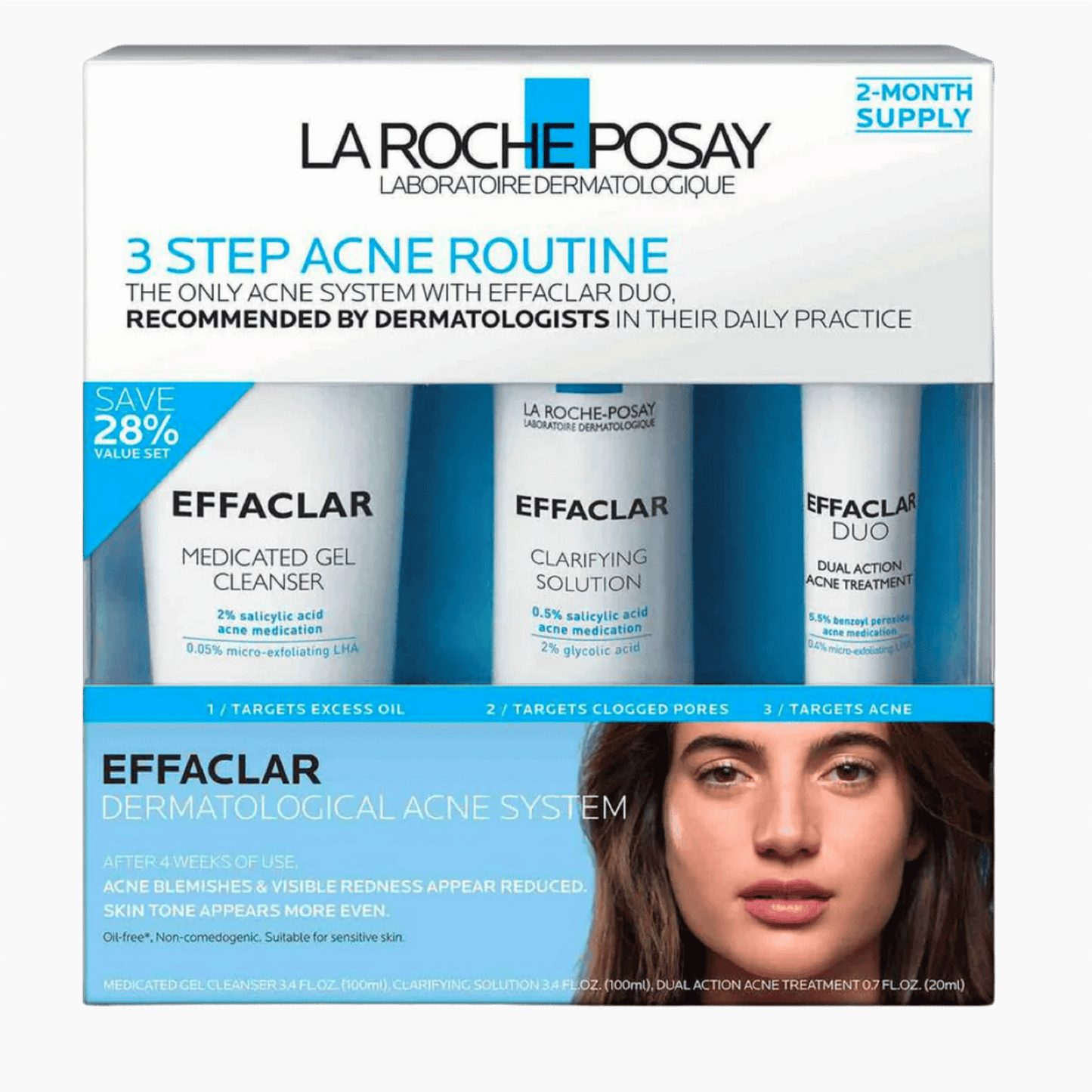 La Roche-Posay Effaclar 3 Step Acne Routine Set – Complete Skincare Kit
