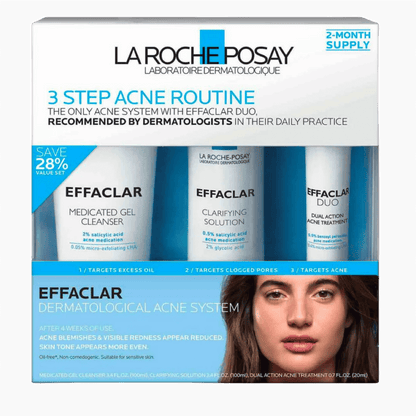 La Roche-Posay Effaclar 3 Step Acne Routine Set – Complete Skincare Kit
