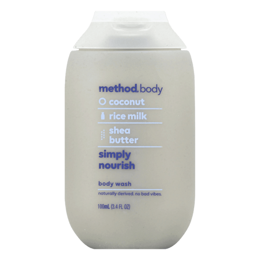 Method Body Wash Simply Nourish 100ml – coconut, rice milk & shea butter infused gentle body cleanser for soft, hydrated skin at Skinstash.pk