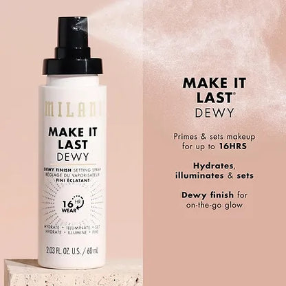 Milani Dewy Finish makeup setting spray Make it last