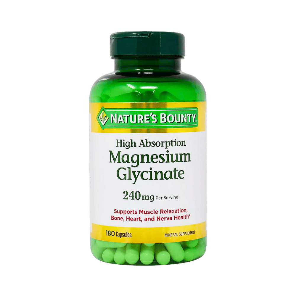 Nature Bounty High Absorption Magnesium Glycinate 180 Capsules (240mg) available at skintash.pk