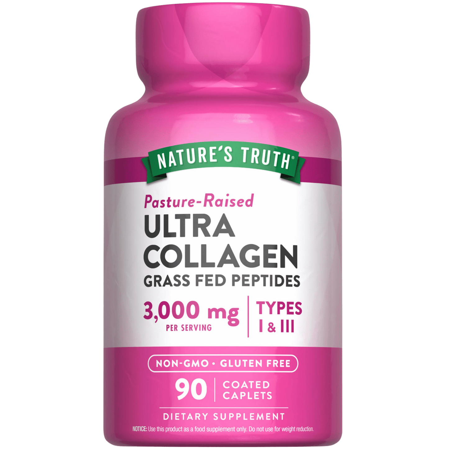 Collagen supplements, hydrolyzed collagen, Nature's Truth, 90 caplets, 3000mg