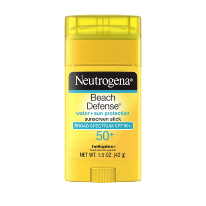 Neutrogena Beach Defense Sunscreen Stick SPF 50+ (42g) – Broad-spectrum, water-resistant sunscreen stick that protects against UVA/UVB rays, ideal for outdoor and beach use – Available at SkinStash.pk