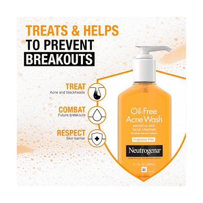 Neutrogena oil-free acne wash bottle available at skintash.pk