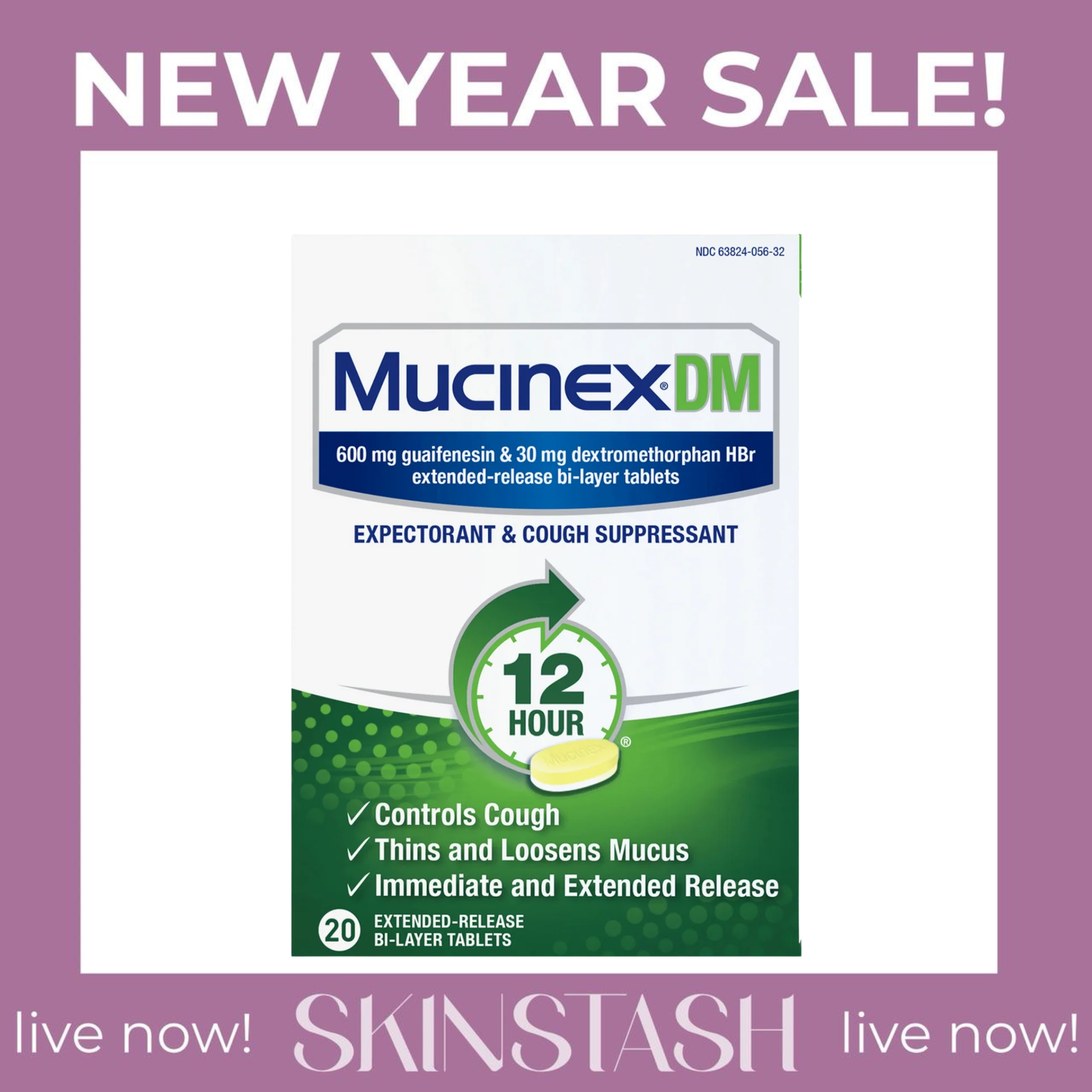Mucinex Dm Maximum Strength 12-Hour Expectorant and Cough Suppressant Tablets 20CT