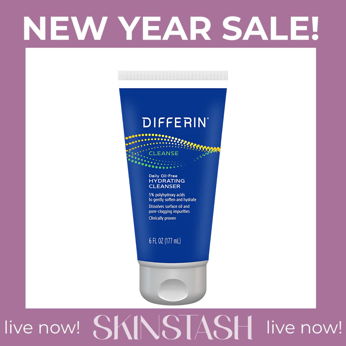 Differin Daily Oil Free Hydrating Cleanser Gentle Face Wash (177ml)