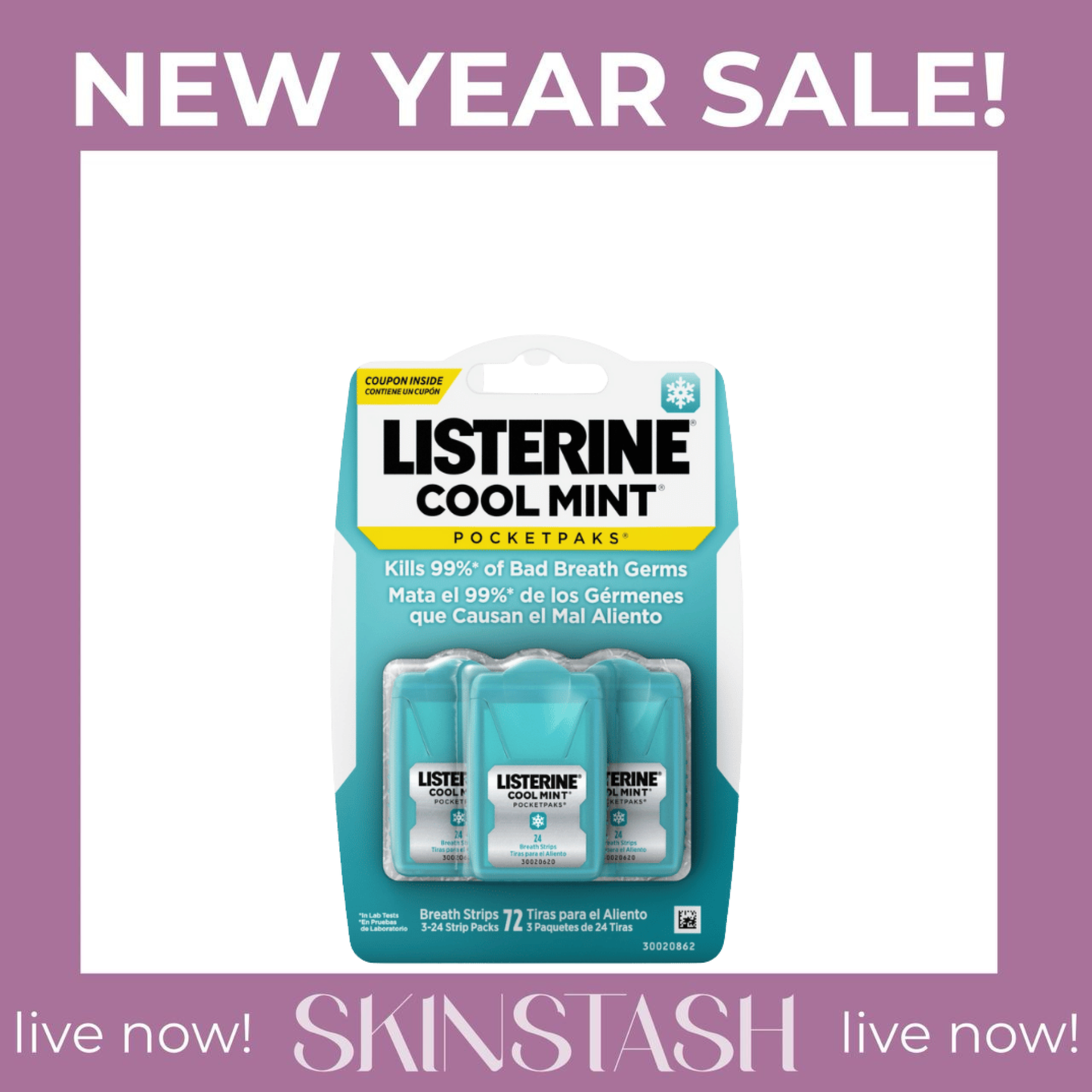 Listerine Cool Mint PocketPaks Strips (packs 3)