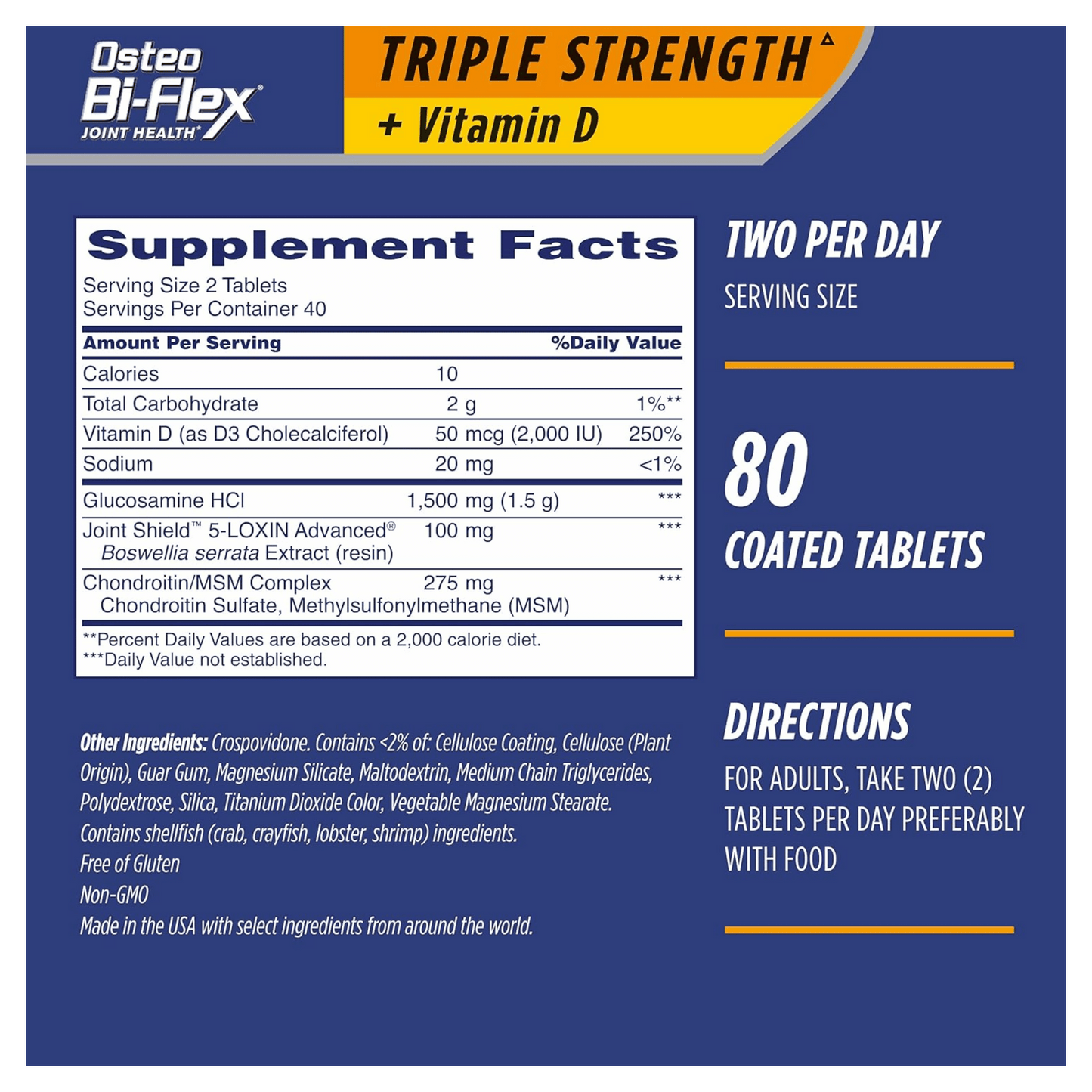 Osteo Bi-Flex, Glucosamine & Chondroitin with Joint Shield Triple Strength (80 tablets)