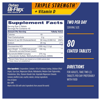 Osteo Bi-Flex, Glucosamine & Chondroitin with Joint Shield Triple Strength (80 tablets)