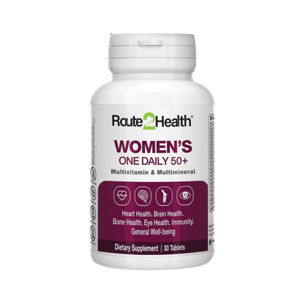 Route2Health Women’s One Daily 50+ Multivitamin (30 Tablets) – complete daily nutrition for women over 50 to support bone, heart, and immune health at Skinstash.pk