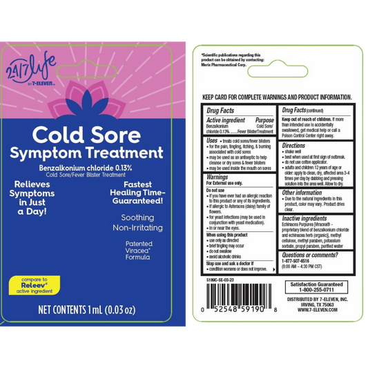 24/7 Life Cold Sore Symptom Treatment  (1ml) (Exp 9/24)