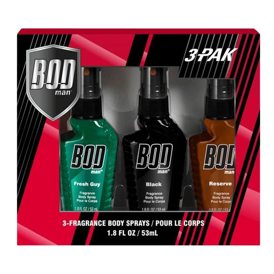 BOD Man 3-Piece Body Spray Gift Set (Black, Fresh Guy, Reserve) (53ml each)