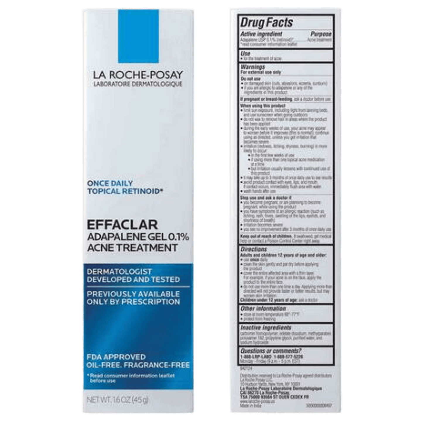 La Roche Posay Effaclar Adapalene Gel 0.1% Acne Treatment (45g)