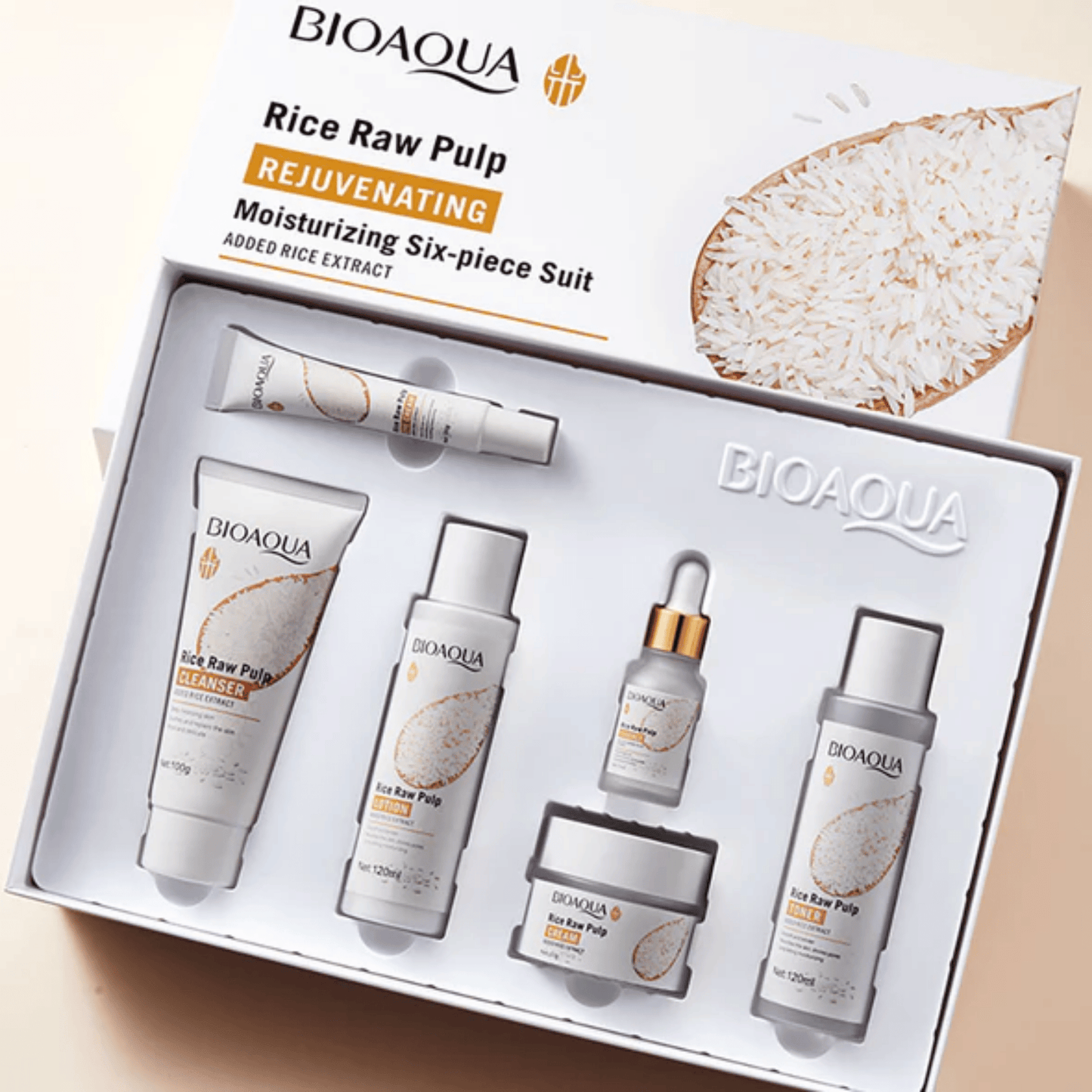 BioAqua Rejuvenating Rice Raw Pulp Moisturizing Six-Piece Suit Set