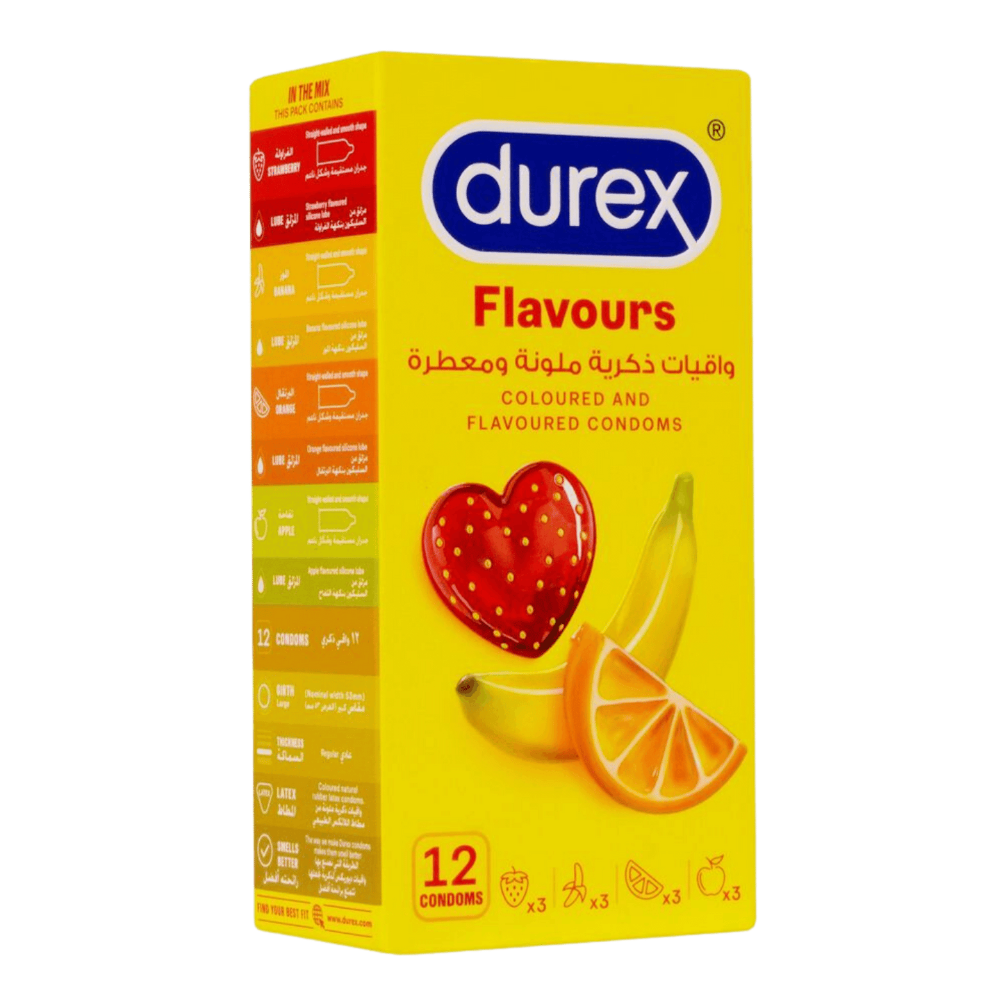 Durex flavours - coloured & flavoured condoms (Pack of 12 condoms)
