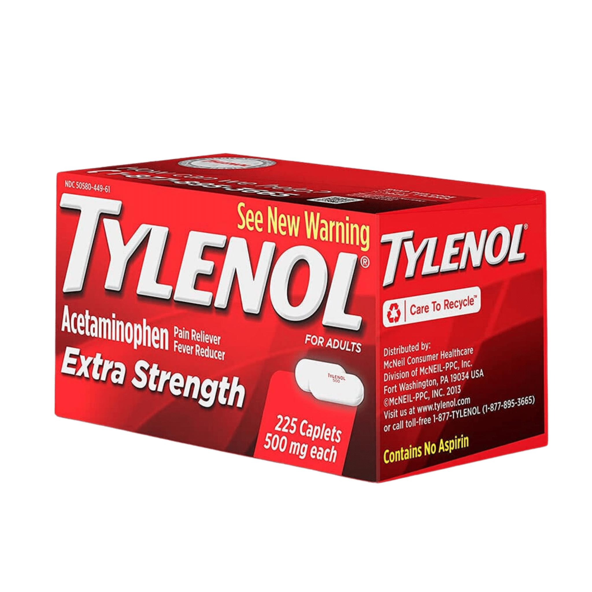 Buy Tylenol Extra Strength Acetaminophen 225 Caplets (500mg) Online in ...