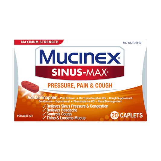Mucinex Sinus-Max Max Strength Pressure Pain & Cough- 20 Count