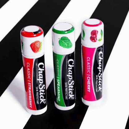 ChapStick Classic Cherry, Spearmint and Strawberry Lip Balm 3 Pack (4g Each)