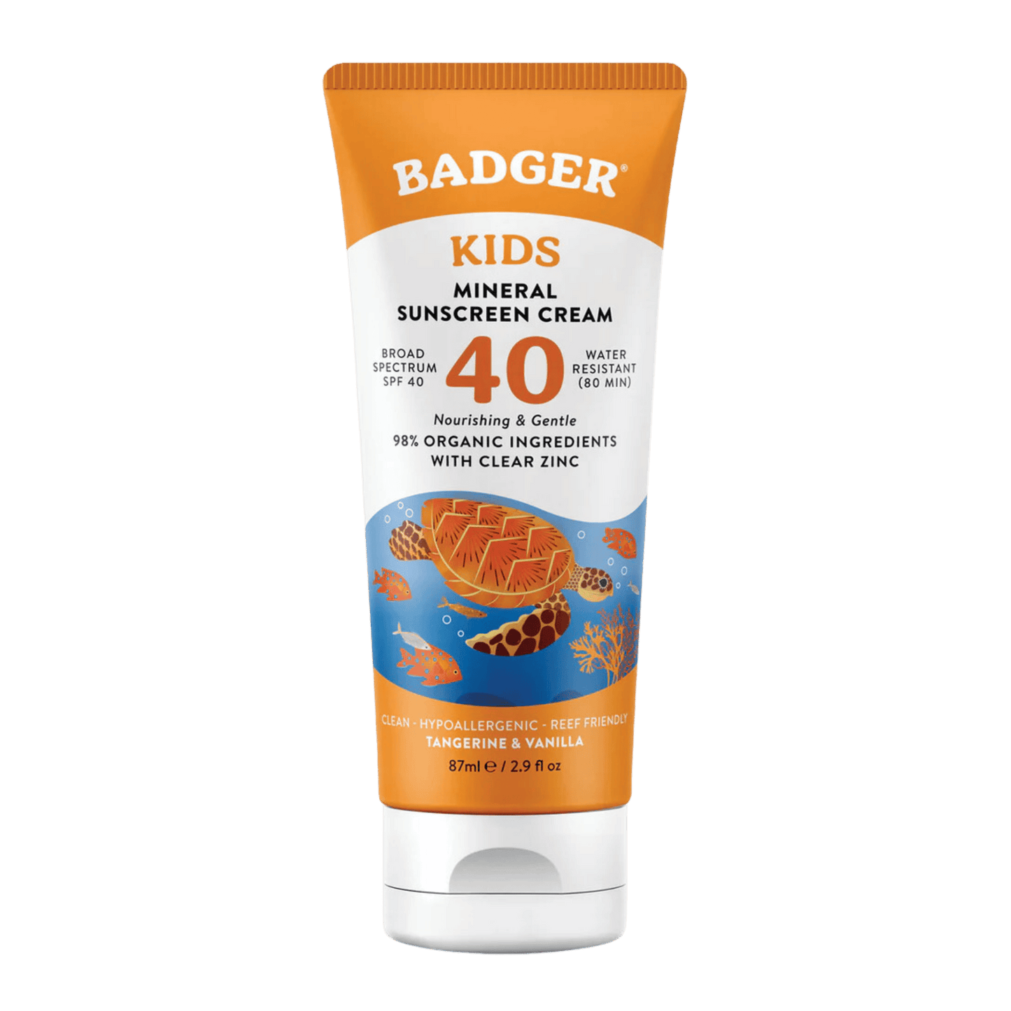 Child-friendly sunscreen, mineral-based, SPF 40, Badger, 87 ml