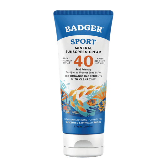 Badger Sport Mineral Sunscreen Cream SPF 40, 87 ml