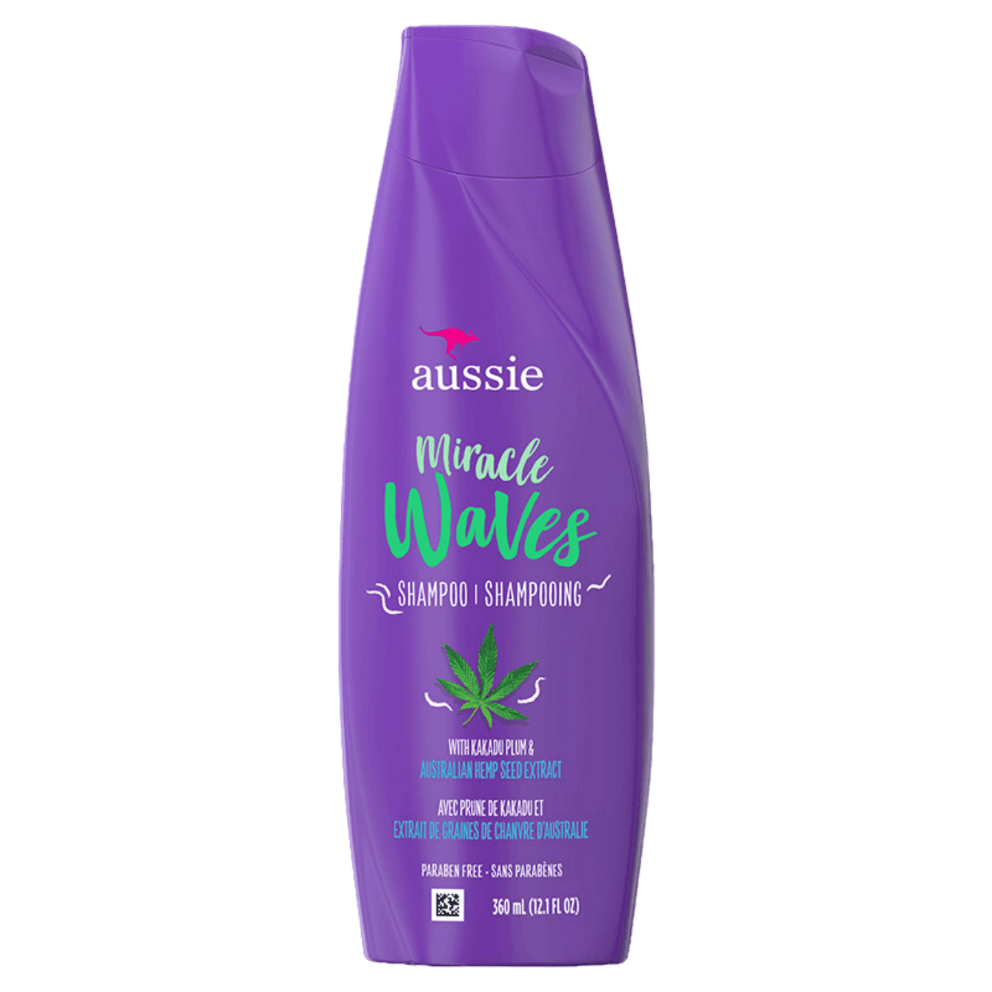 Aussie Miracle Waves Anti-Frizz Hemp Shampoo 360ml for frizz-free, defined waves in Pakistan