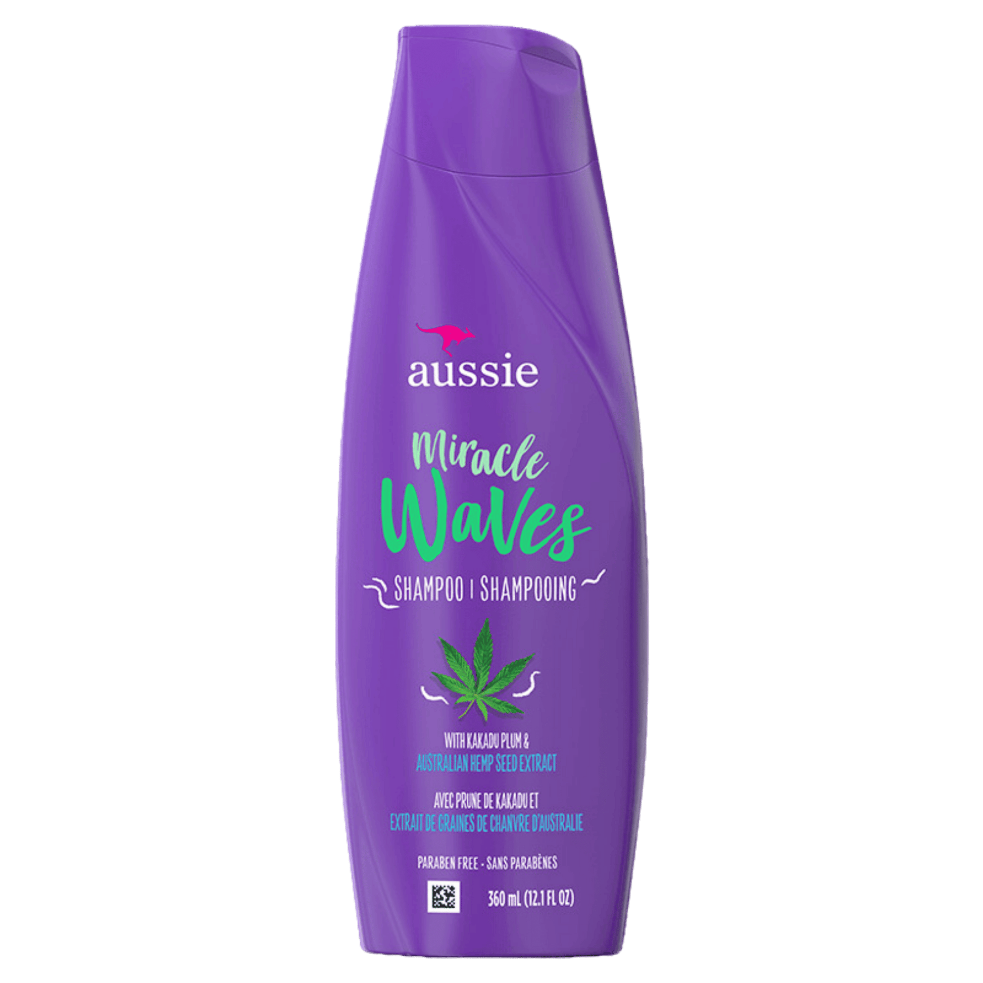 Aussie Miracle Waves Anti-Frizz Hemp Shampoo 360ml for frizz-free, defined waves in Pakistan