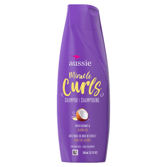 Aussie Miracle Curls Coconut & Jojoba Oil Shampoo 360ml for soft, hydrated curls in Pakistan