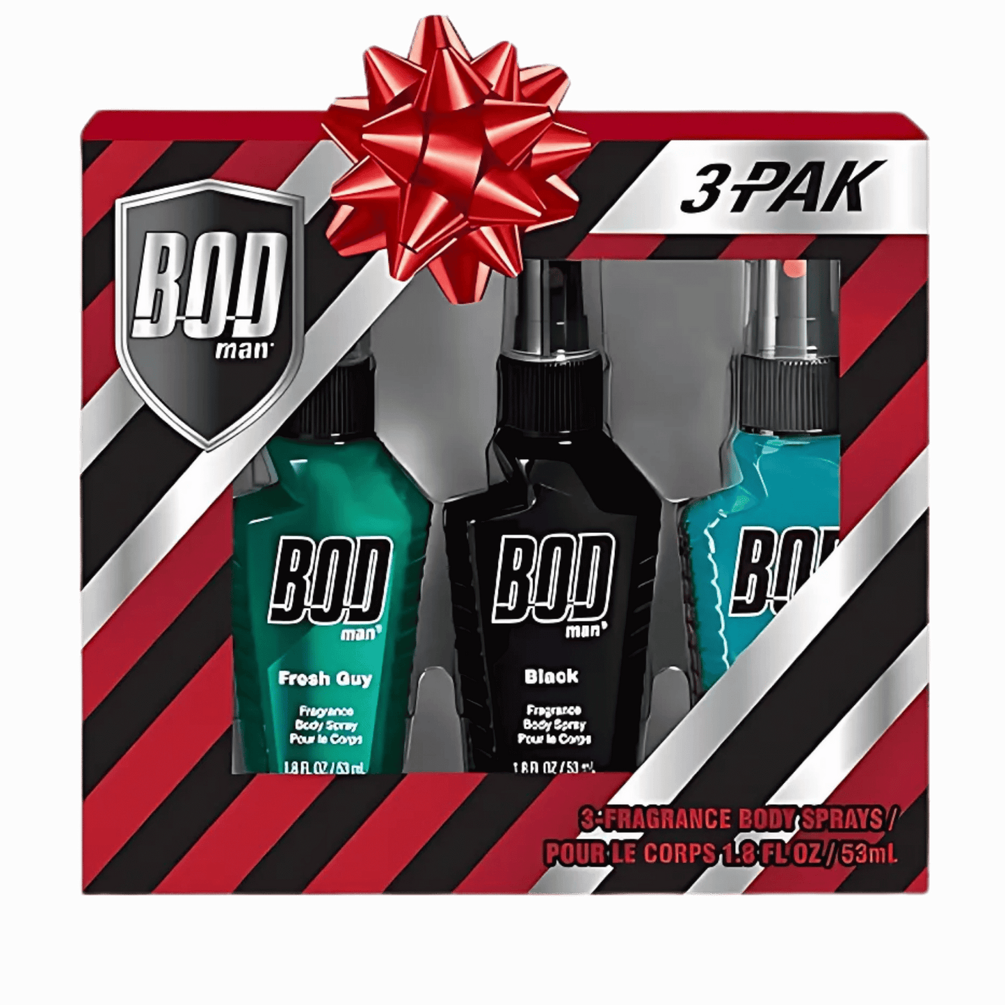 BOD Man 3-Piece Body Spray Gift Set (Black, Fresh Guy, Blue Surf) (53ml each)