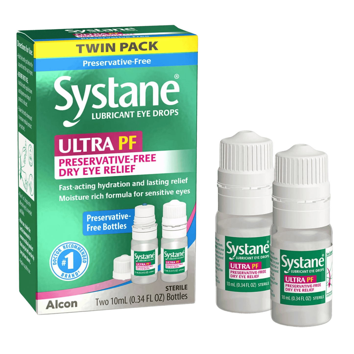 Systane Ultra Preservative Free Liquid Eye Drops Dry Eye Relief (10ml x 2)