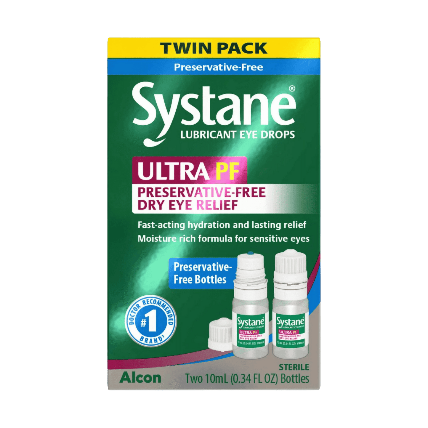 Systane Ultra Preservative Free Liquid Eye Drops Dry Eye Relief (10ml x 2)