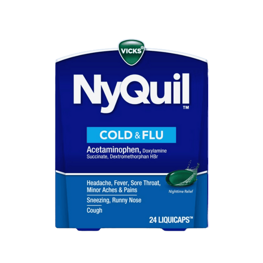 Buy Vicks Nyquil Cold & Flu Nighttime Relief 24 LiquiCaps In Pakistan!