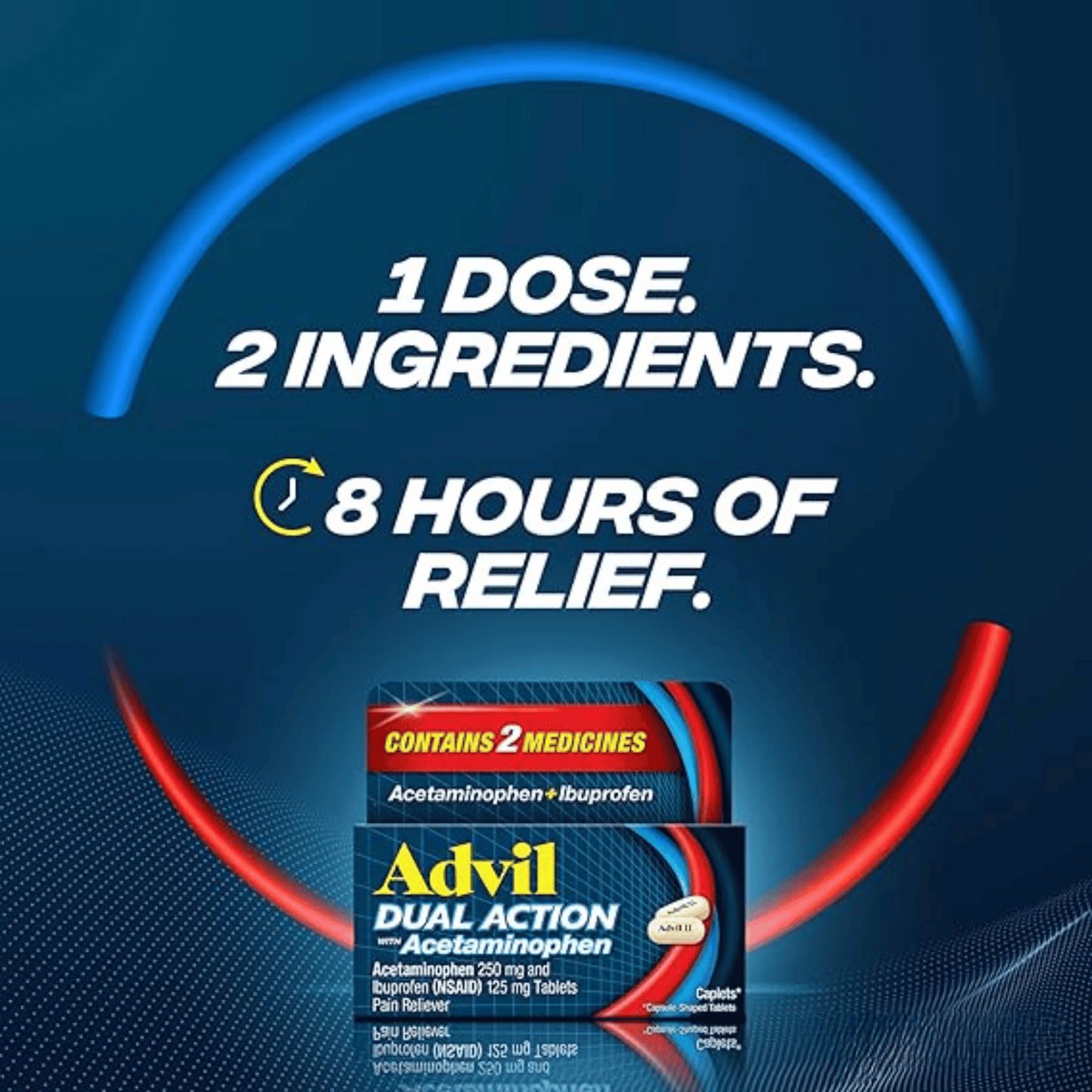 Advil Dual Action Acetaminophen 250mg And Ibuprofen 125mg Tablets  18 Caplets