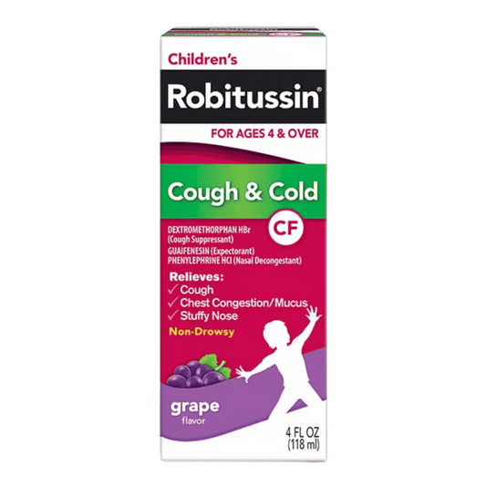 Buy Robitussin Children's Cough and Chest Congestion DM, Cough Medicine for Kids, Grape Flavor, (118ml) In Pakistan From SkinStash!