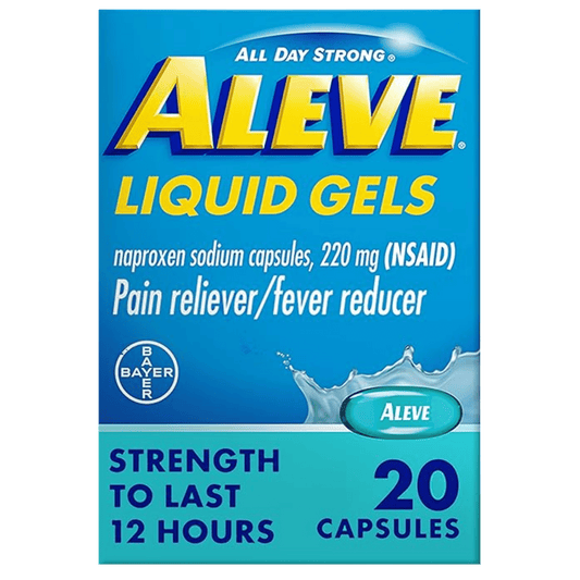 Online Aleve Pain Reliever & Fever Reducer Liquid Gels, Naproxen Sodium, Pain Relief, 20 Capsule In Pakistan!