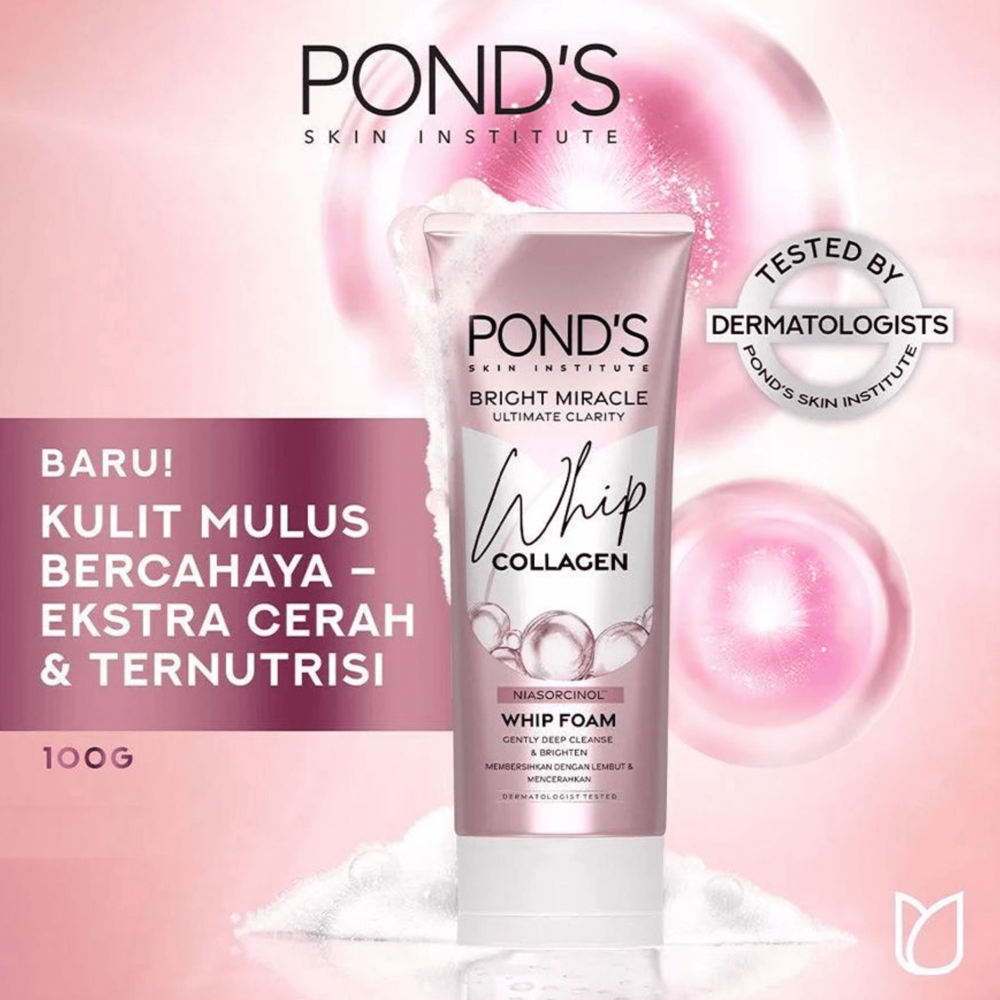 Buy Ponds Bright Miracle Ultimate Clarity Whip Collagen Whip Foam, (100ml) Online In SkinStash!