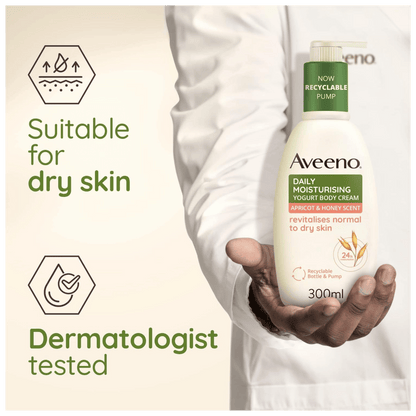 Aveeno Daily Moisturising Yogurt Body Cream, Apricot & Honey Scent (300ml)