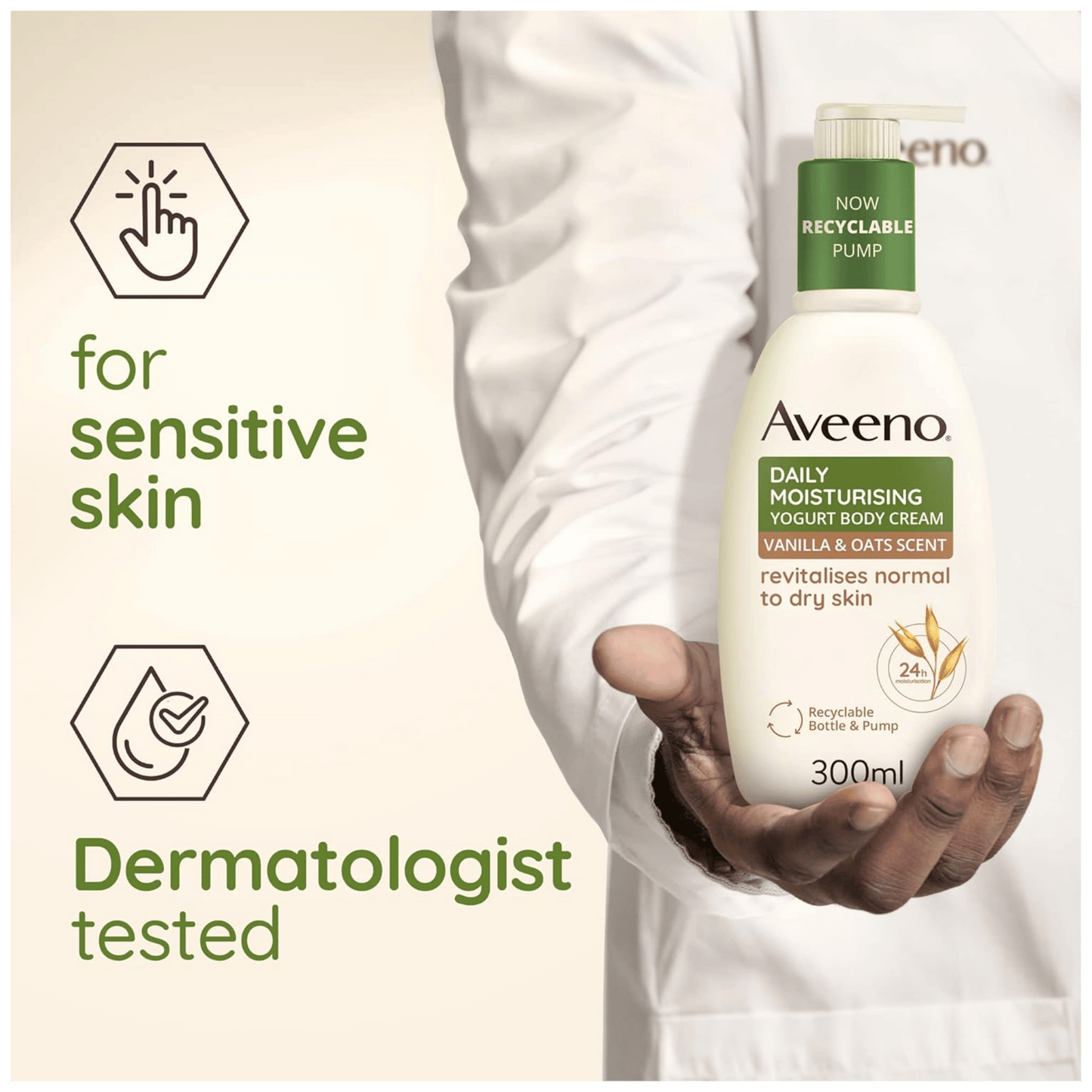 Aveeno Daily Moisturising Yoghurt Body Cream Vanilla & Oat Scent (300ml)