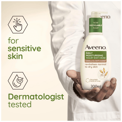 Aveeno Daily Moisturising Yoghurt Body Cream Vanilla & Oat Scent (300ml)