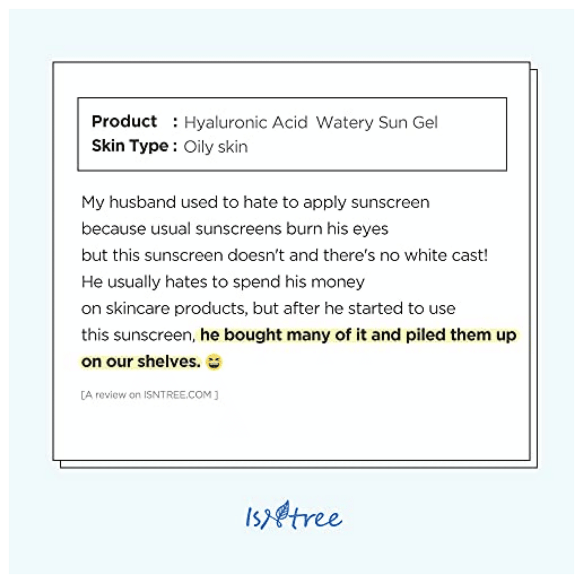 Isntree Hyaluronic Acid Watery Sun Gel SPF50 Hydrating Sun Gel Available in Pakistan