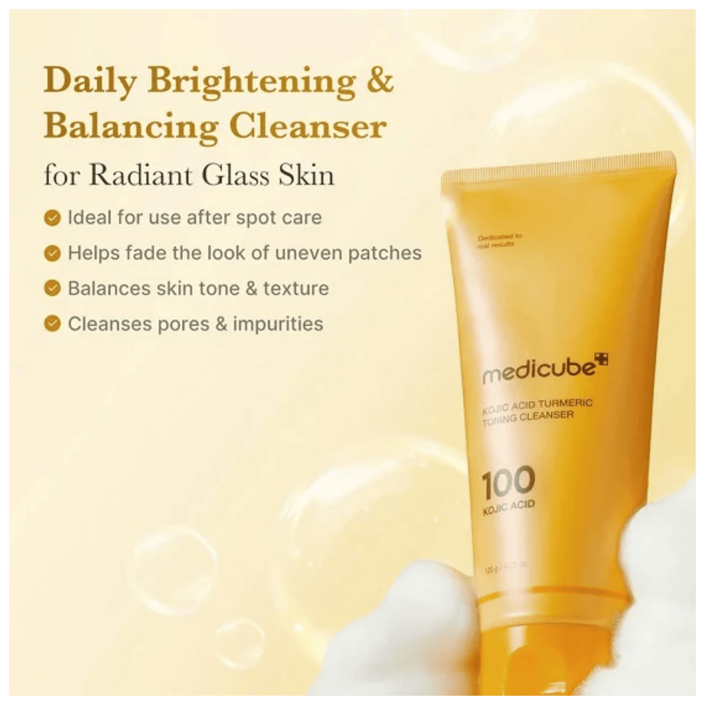 Medicube Kojic Acid Turmeric Toning Cleanser 120g for Brightening and Even Skin Tone