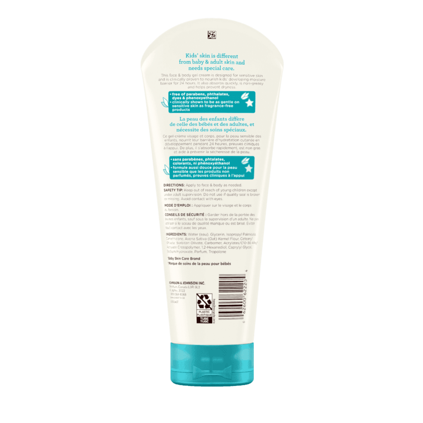 Oat-infused kids gel cream for sensitive skin