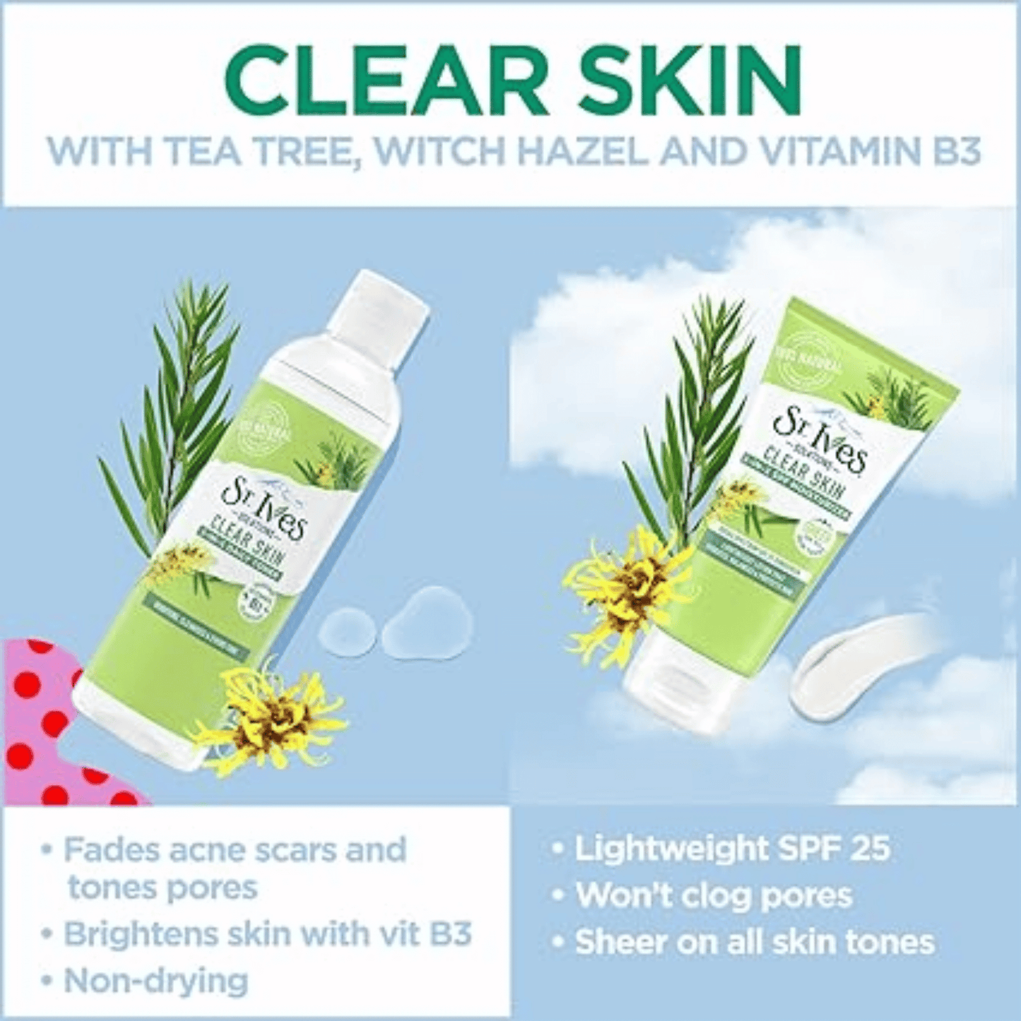 St Ives Clear Skin 3 in 1 SPF 25 Moisturizer (85g)