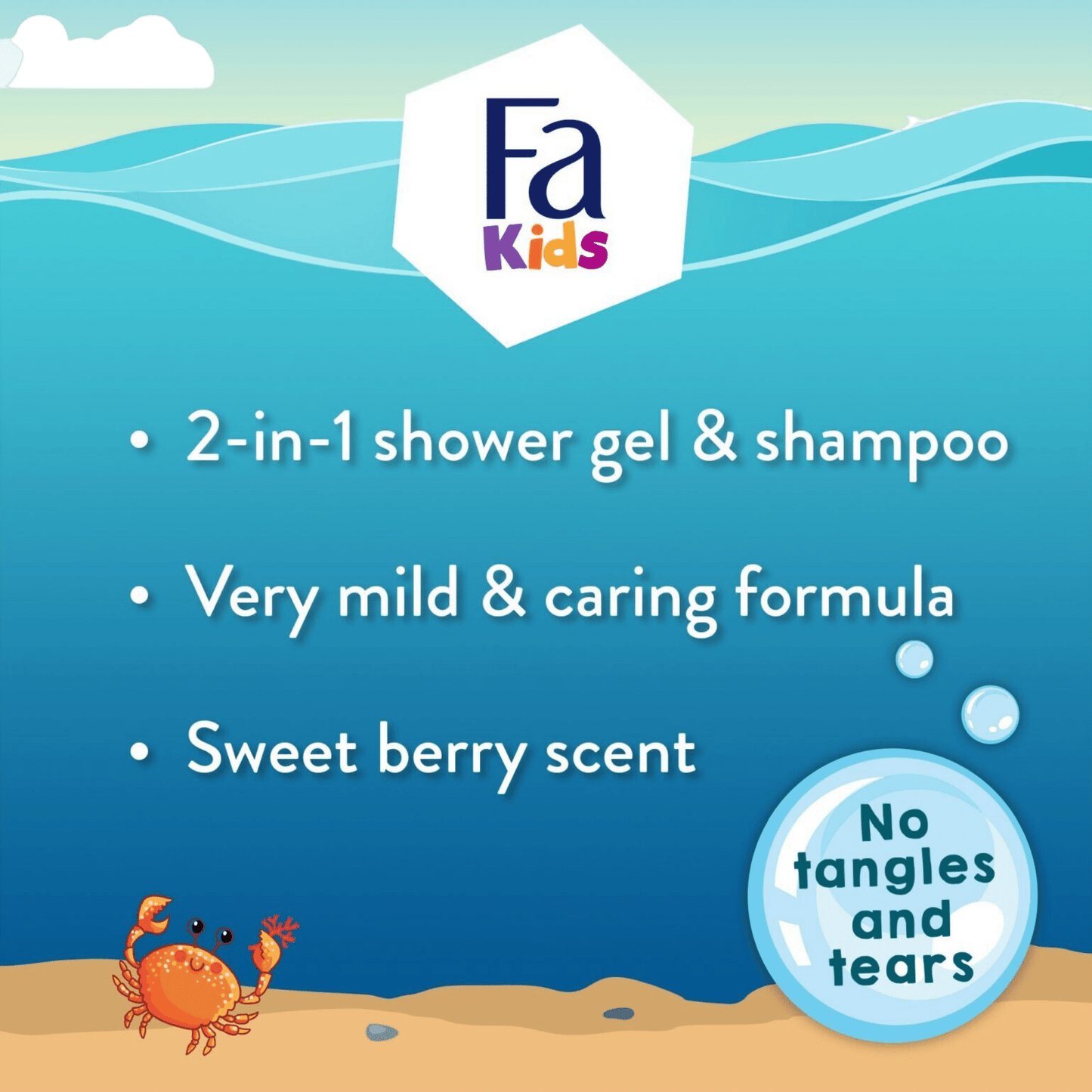 Fa Kids Shower Gel And Shampoo Wild Ocean Scent (250ml)