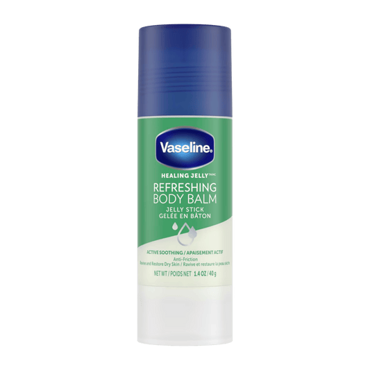 Vaseline® Refreshing Body Balm Jelly Stick (40g) – Convenient stick for deep hydration and soothing dry skin, keeping it soft and refreshed – Available at Skinstash.pk
