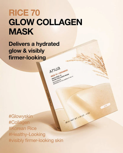 Anua Rice 70 + Ceramide Glow Collagen Mask