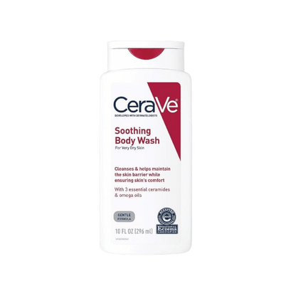 CeraVe Soothing Body Wash for Dry Skin 296ml – fragrance-free cleanser with ceramides and omega oils to calm and hydrate sensitive skin at Skinstash.pk