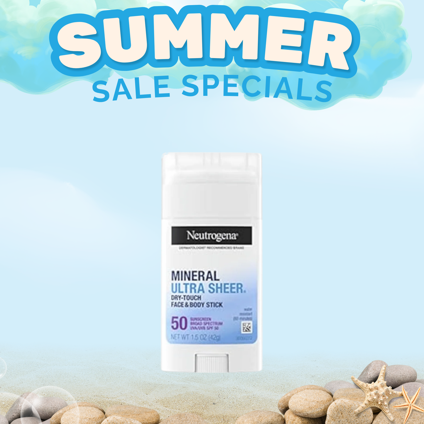 Neutrogena Ultra Sheer Dry Touch SPF 50 Mineral Sunscreen Stick